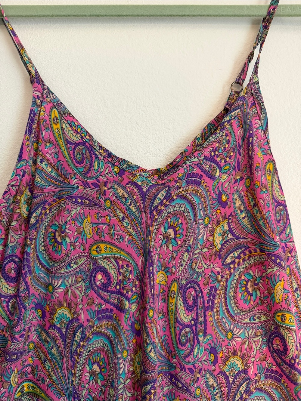 Silky Pink Paisley Print Spaghetti Strap Maxi Dress